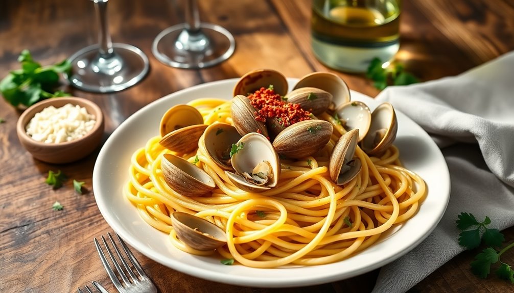 clam infused linguine dish