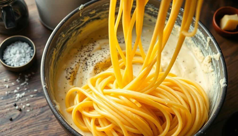 combine pasta with cheese