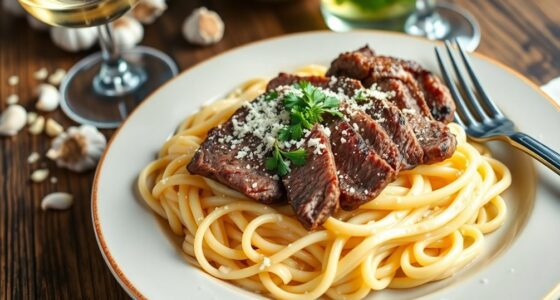 creamy fettuccine with steak