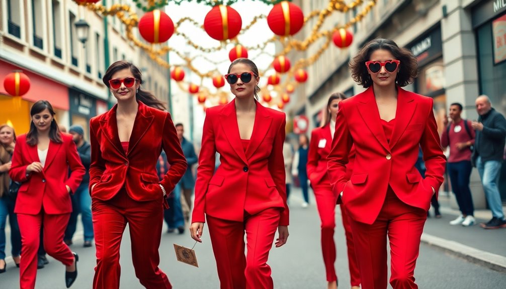 elegant red suit fashion