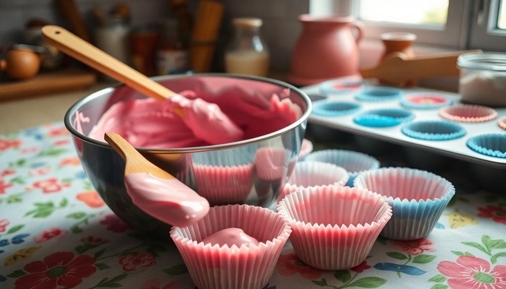 fill cupcake liners evenly