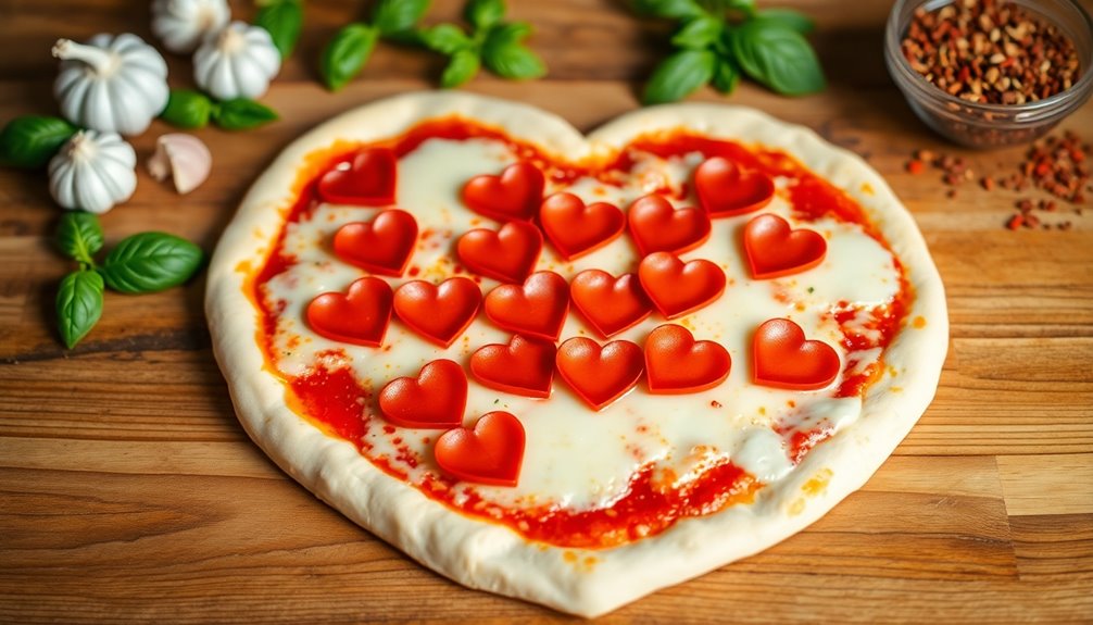 heart shaped pepperoni slices