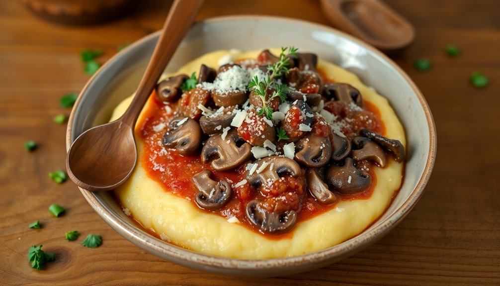 mushroom rag over polenta