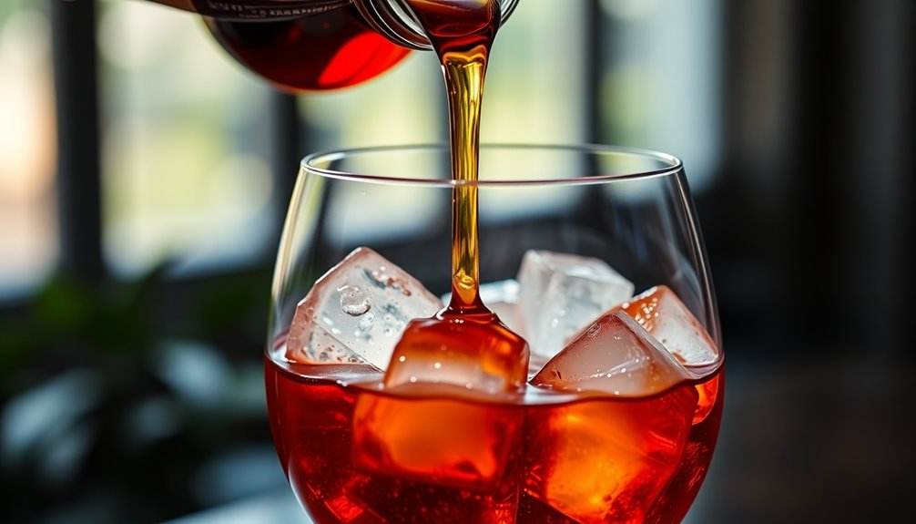 pour amaro onto ice