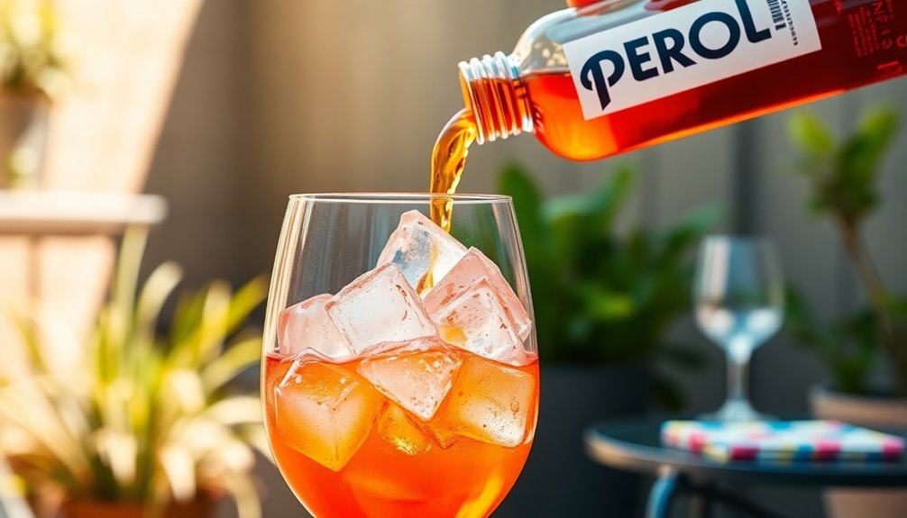 pour aperol into glass