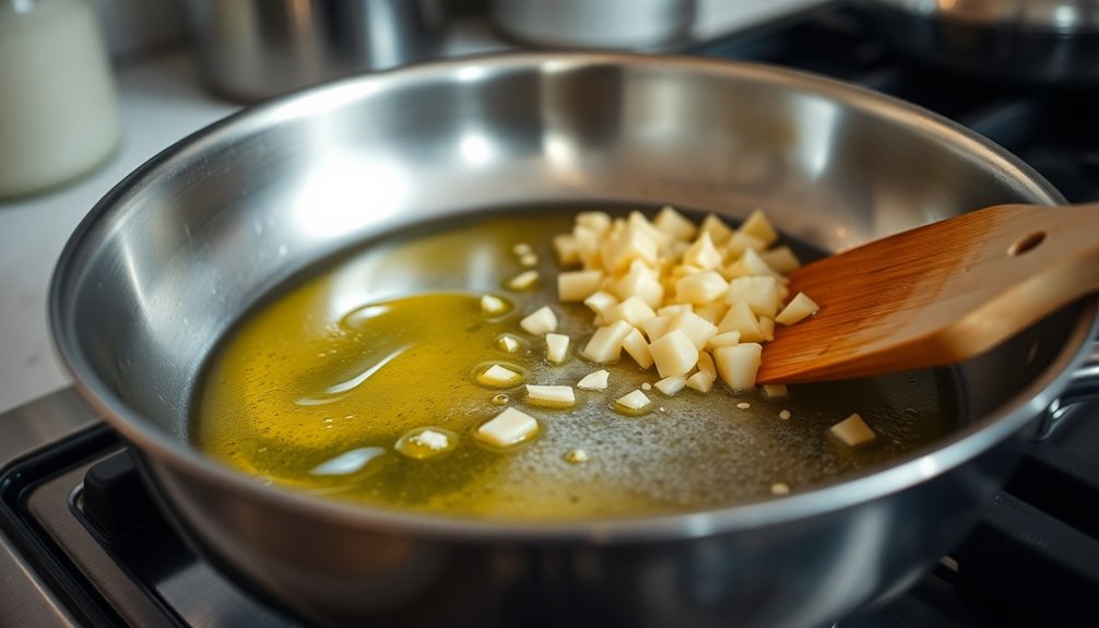 saut garlic in butter