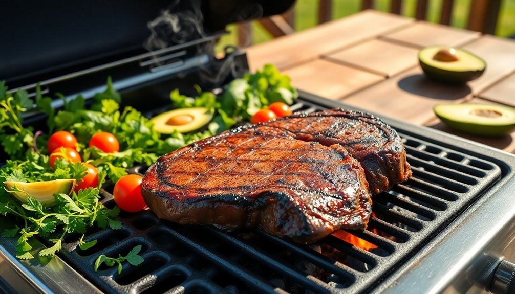 sear steak over high heat