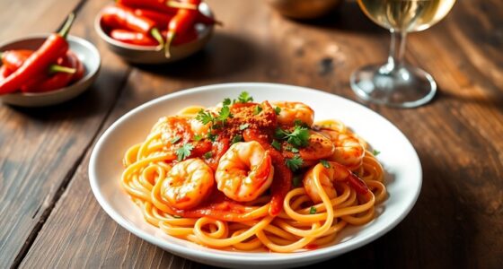 shrimp linguine with roasted peppers