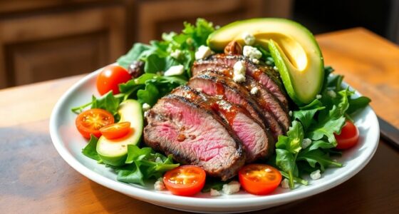 steak salad on grill