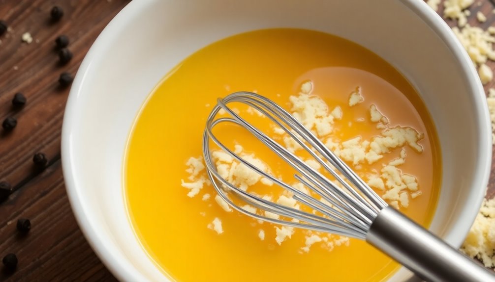 whisk eggs with cheese