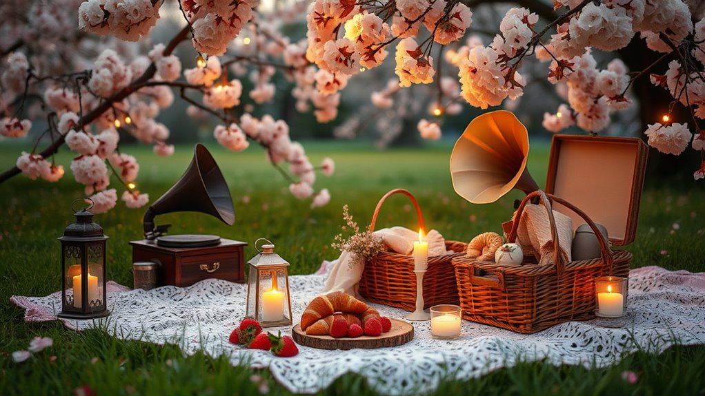 candlelit romantic picnic ambiance