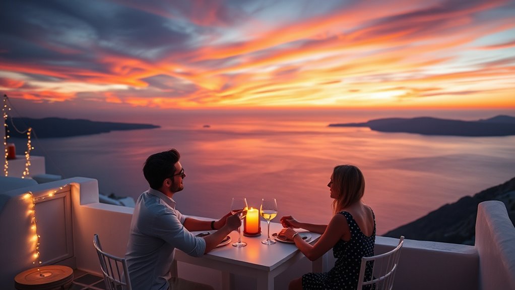 cliffside caldera sunset dining