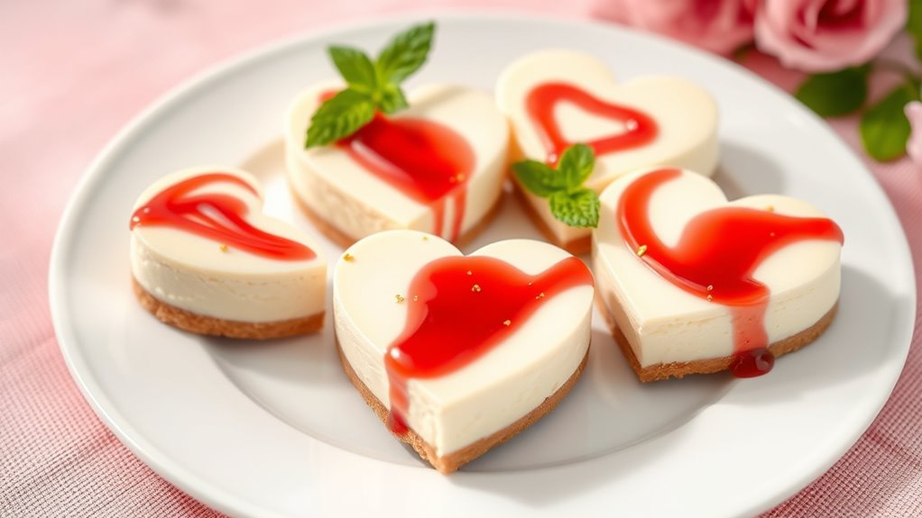 elegant heart shaped cheesecake bars