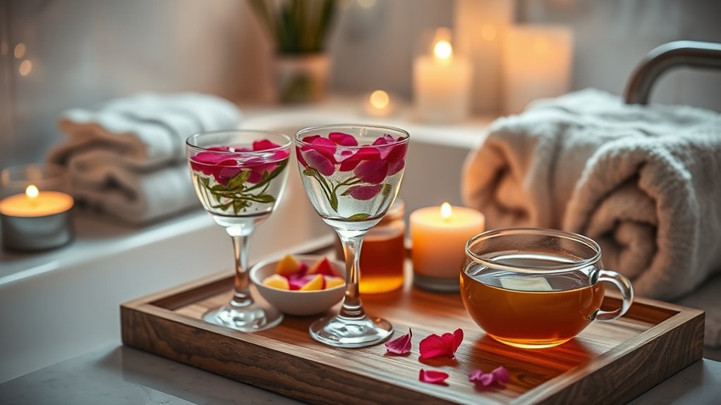 elegant spa inspired beverage presentation