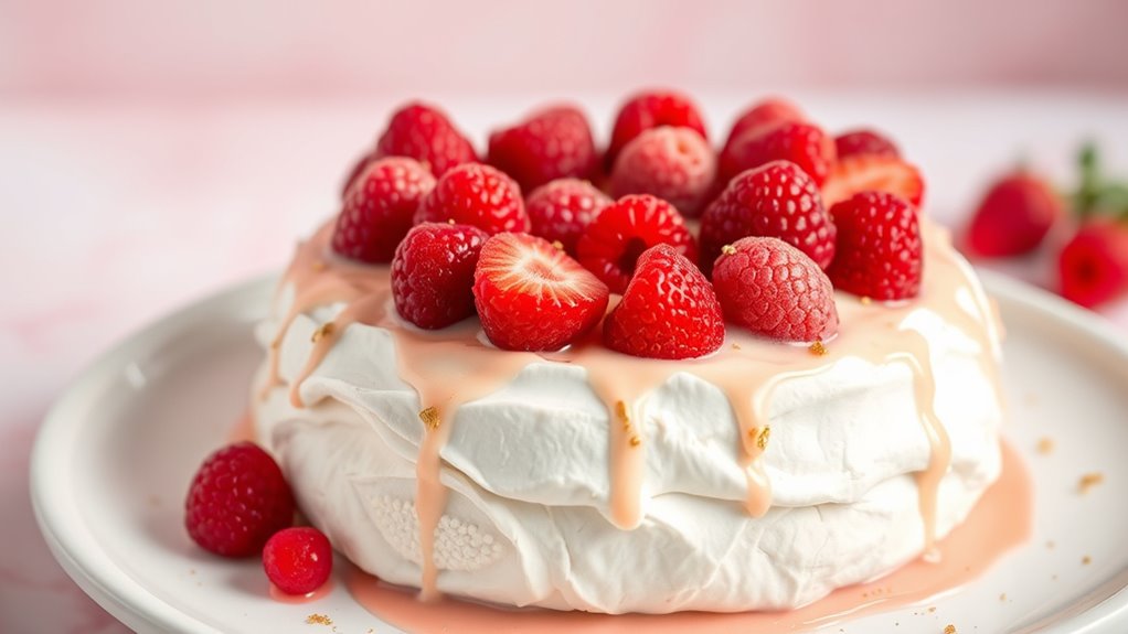 fruity heart shaped gluten free pavlova