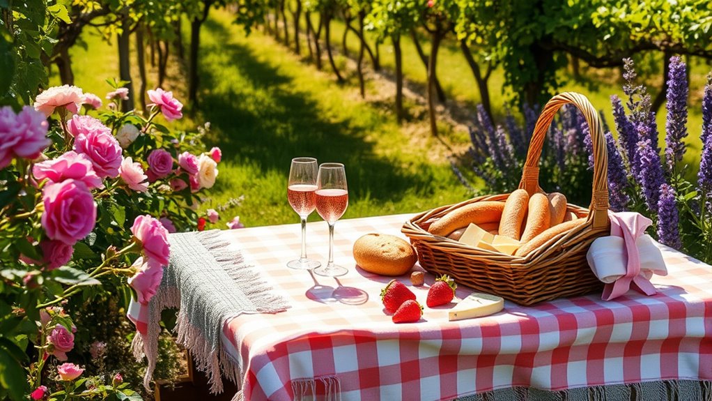 romantic garden picnic setting