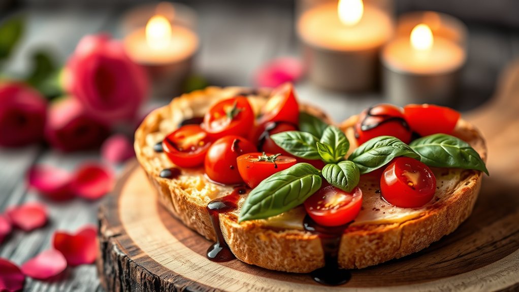 romantic heart shaped bruschetta