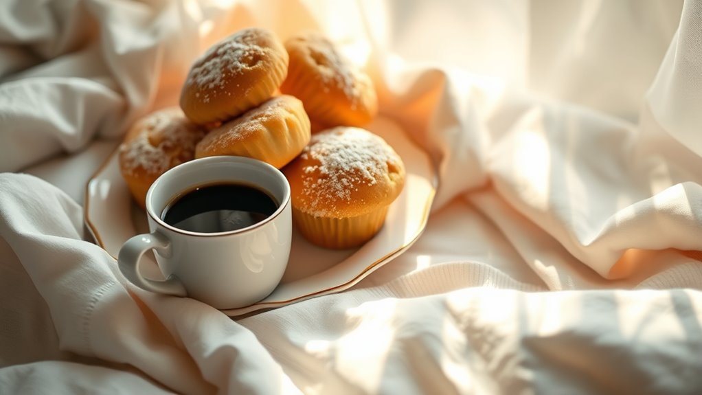 romantic homemade muffin breakfast