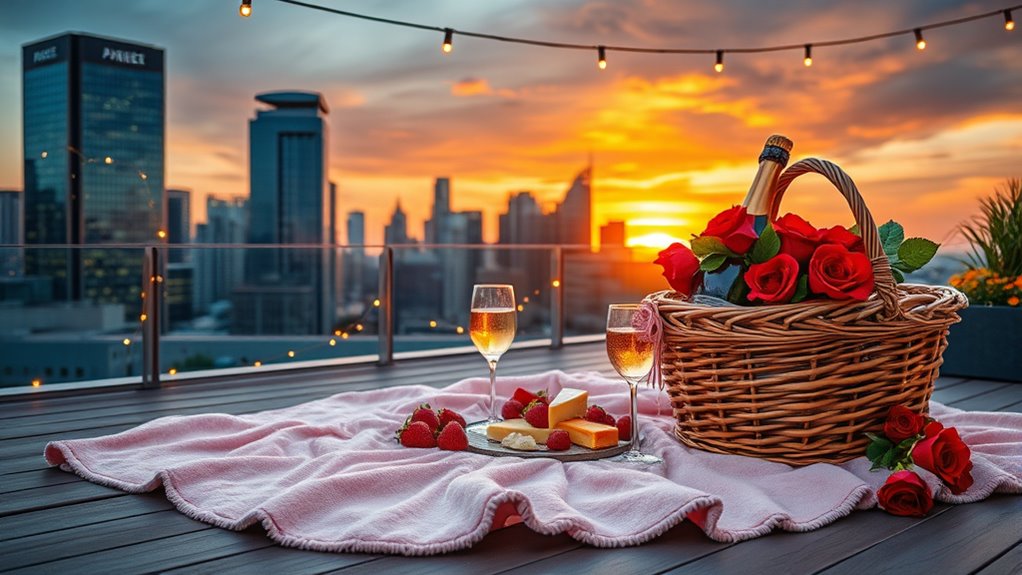 rooftop sunset cityscape
