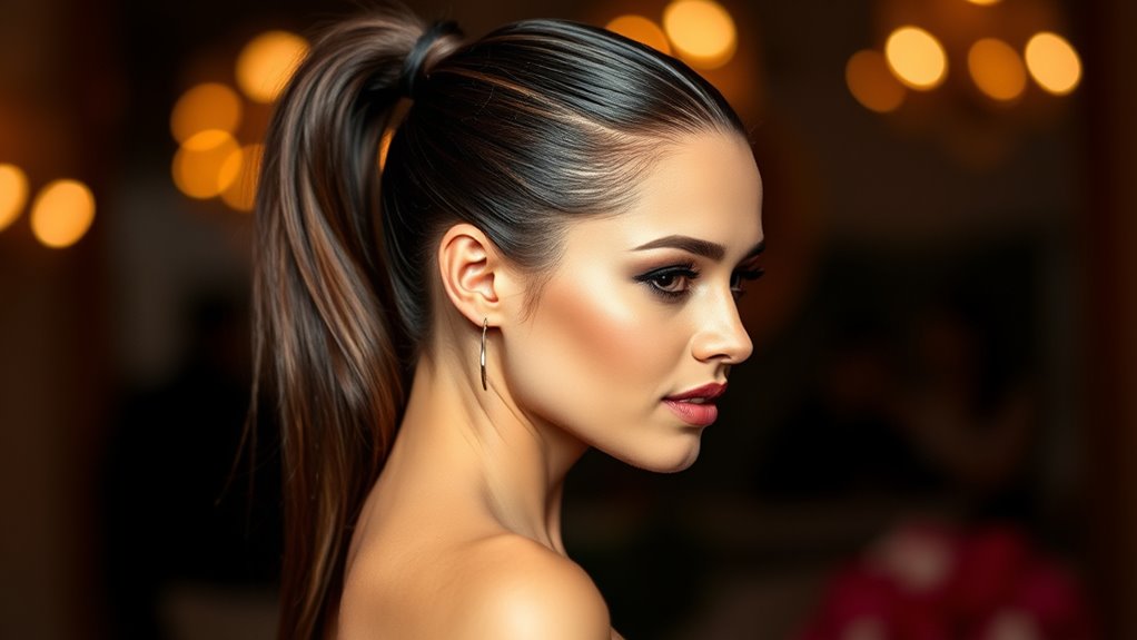 sleek deep side pony