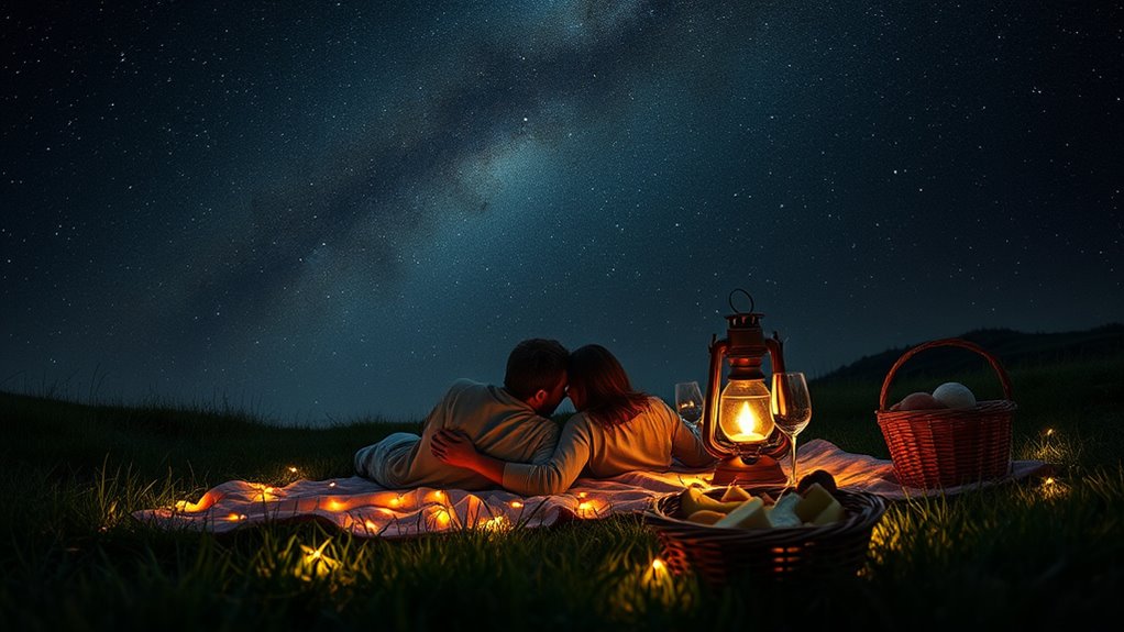 themed stargazing picnic setup