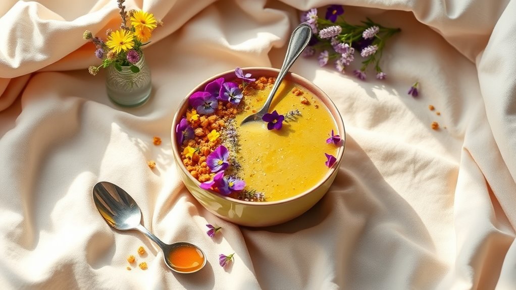 vibrant edible flower decor