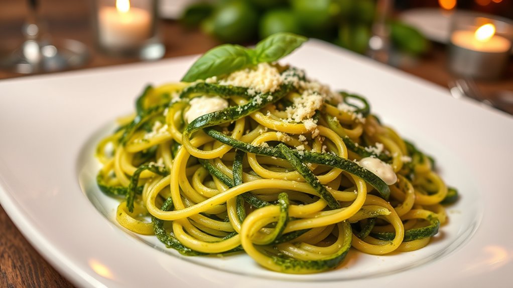 zucchini noodles with pesto