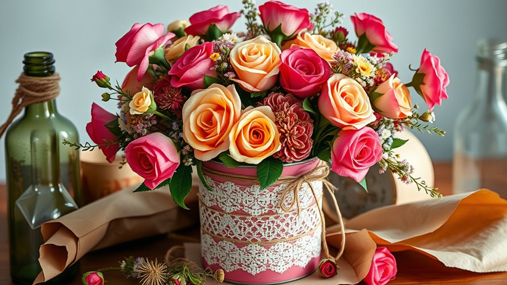 kreative nachhaltige Blumenwiederverwendung