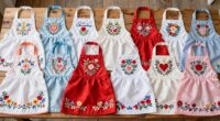 top embroidered couple aprons