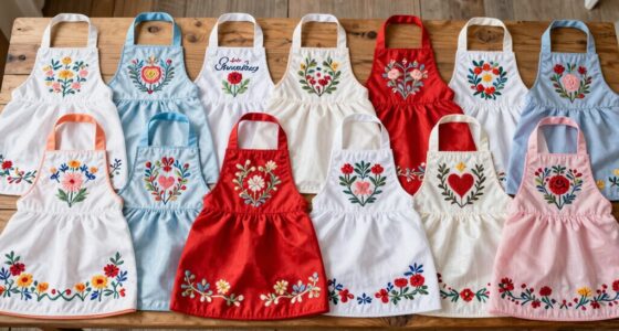 top embroidered couple aprons