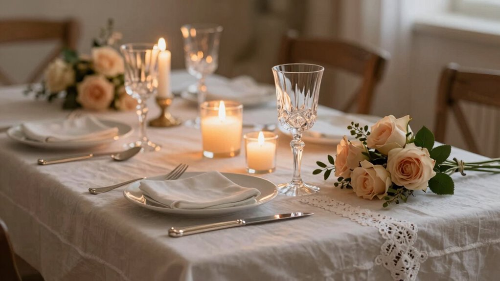 elegant cozy romantic table setting