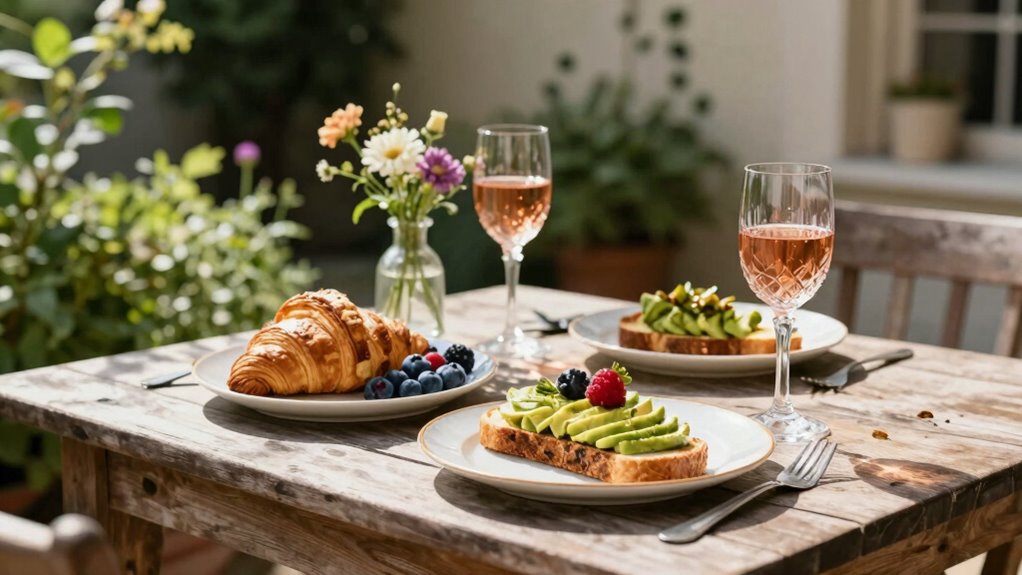 romantic floral candlelit brunch