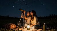 romantic night sky gazing