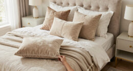 This “Boring,” Beige Guest Bedroom Is Transformed into a Luxe, Layered Retreat