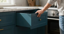 Dark Teal Cabinets Completely Changed This Dark, Dreary Kitchen