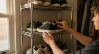 I Put Dollar Tree Wire Cabinet Shelves In My Closet For Smart Shoe Storage