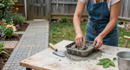 Don't Toss Your Old Cake Pans — Use Them To Make Stylish DIY Pavers On A Budget