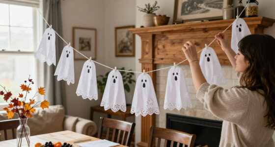 Turn Paper Doilies Into A Dainty Ghost Garland With Vintage Charm