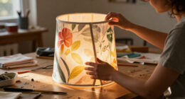 Woman Transforms Shower Curtains Into A Stunning Custom Lampshade