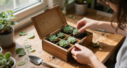 Woman Upcycles A Vintage Jewelry Box Into A Beautiful Planter